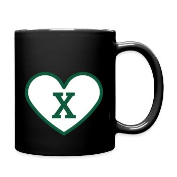 Buchstabe x Herz Sport Trend grün - Geschenkidee - Tasse einfarbig - Schwarz - Rechts