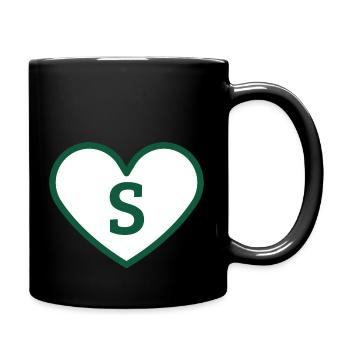 Buchstabe s Herz Sport Trend grün - Geschenkidee - Tasse einfarbig - Schwarz - Rechts
