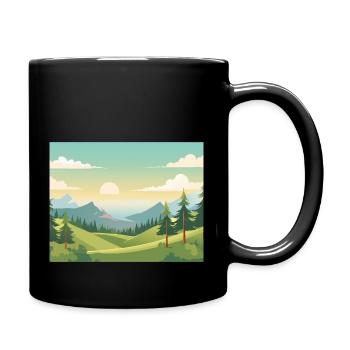 Berglandschaft - Tasse einfarbig - Schwarz - Rechts