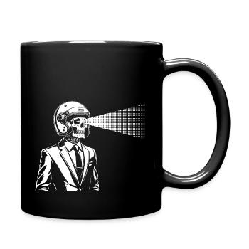 Skelett im Anzug und mit Helm - Tasse einfarbig - Schwarz - Rechts