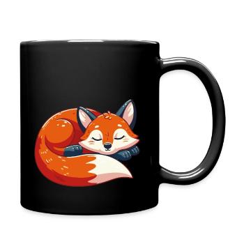 Mignon renard endormi, bébé - Mug uni - noir - Droite