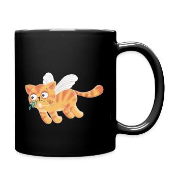 Chat de paix Leo vole pour la paix - Mug uni - noir - Droite