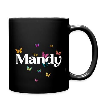 MANDY - Schöner Mädchen Name mit bunten Schmetterl - Tasse einfarbig - Schwarz - Rechts