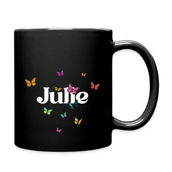 JULIE - Beau prénom de fille avec papillon coloré - Mug uni - noir - Droite