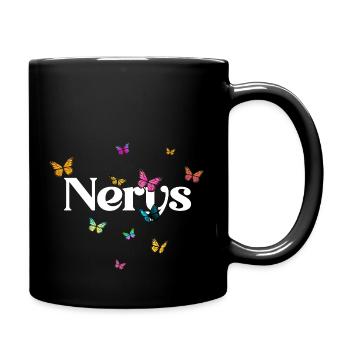 NERYS - Beautiful Girl Name with Butterflies - Full Colour Mug - black - Right