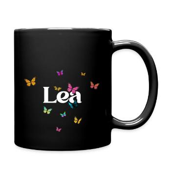 LEA - Schöner Mädchen Name mit Schmetterlingen - Tasse einfarbig - Schwarz - Rechts