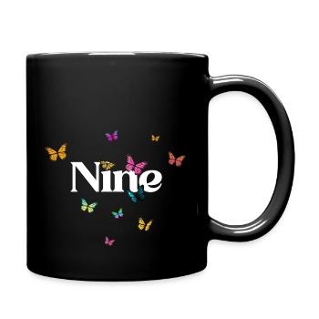 NINE - Beautiful Girl Name with Butterflies - Full Colour Mug - black - Right