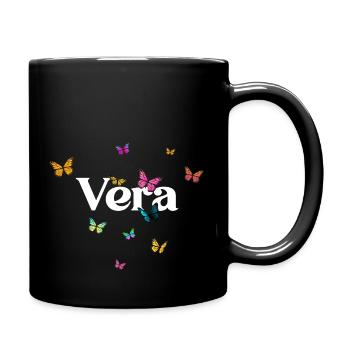 VERA - Schöner Mädchen Name mit Schmetterlingen - Tasse einfarbig - Schwarz - Rechts