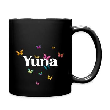 YUNA - Schöner Mädchen Name mit Schmetterlingen - Tasse einfarbig - Schwarz - Rechts