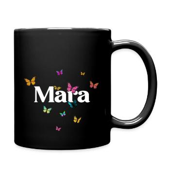 MARA - Schöner Mädchen Name mit Schmetterlingen - Tasse einfarbig - Schwarz - Rechts