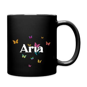 ARIA - Beau prénom de fille avec des papillons - Mug uni - noir - Droite