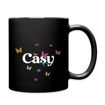 CASY - Beautiful Girl Name with Butterflies - Full Colour Mug - black - Right