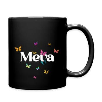 MEVA - Beau prénom de fille avec des papillons - Mug uni - noir - Droite