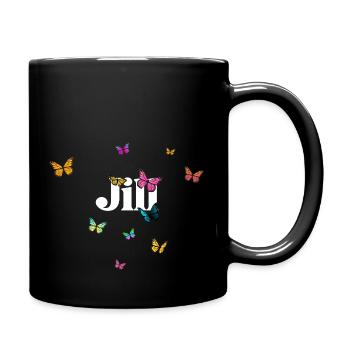 JILL - Beautiful Girl Name with Butterflies - Full Colour Mug - black - Right