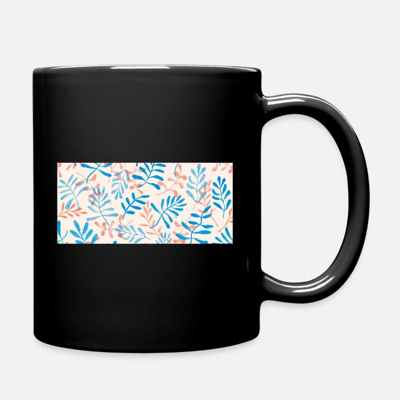 Motif de feuilles à l’aquarelle dans des tons pastel - Mug uni - noir