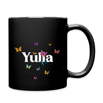 YULIA - Beautiful Girl Name with Butterflies - Full Colour Mug - black - Right