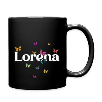 LORENA - Schöner Mädchen Name mit Schmetterlingen - Tasse einfarbig - Schwarz - Rechts