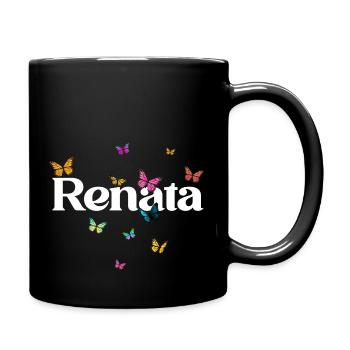 RENATA - Schöner Mädchen Name mit Schmetterlingen - Tasse einfarbig - Schwarz - Rechts