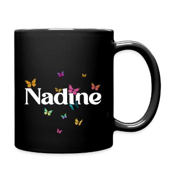 NADINE - Schöner Mädchen Name mit Schmetterlingen - Tasse einfarbig - Schwarz - Rechts