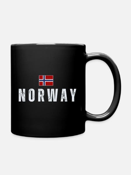 Norsk flagg, norsk patriot - Ensfarget kopp - svart