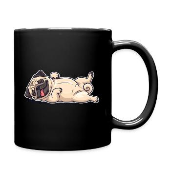 Pug chilling - funny comic dog motif - Full Colour Mug - black - Right