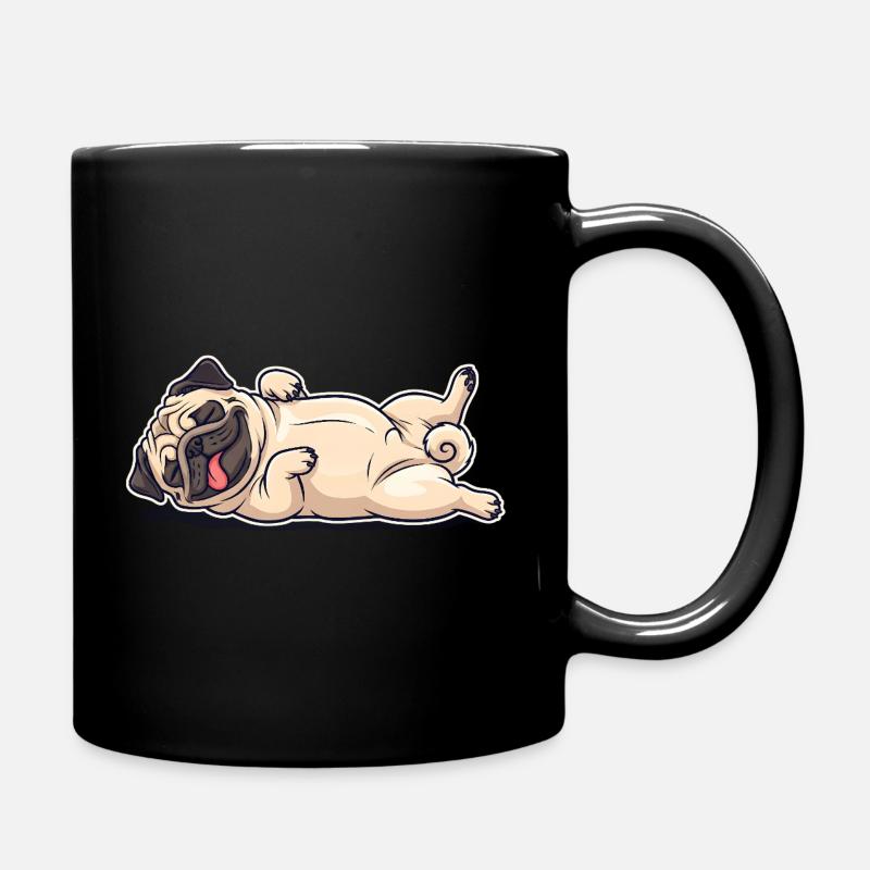  Mops beim chillen - lustiges Comic Hundemotiv - Tasse einfarbig - Schwarz