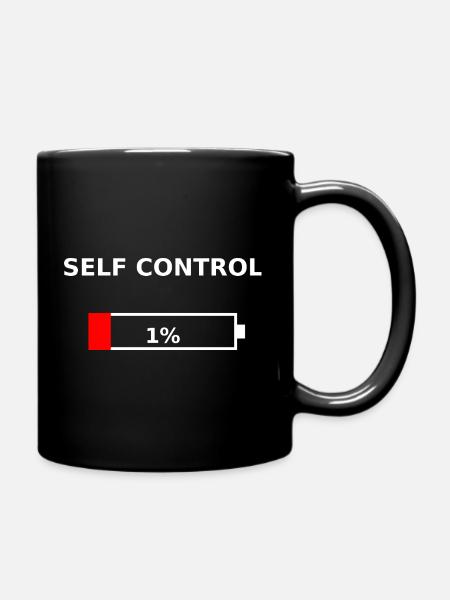 SELF CONTROL – 1% Battery Low - Full Colour Mug - black