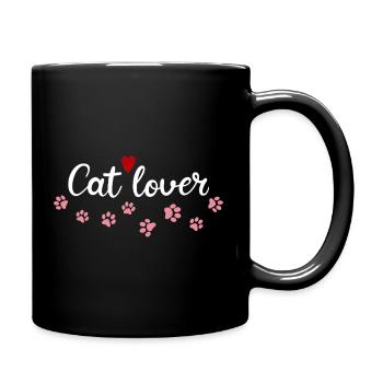 Amour Félins Rose et Cœur Rouge - Mug uni - noir - Droite
