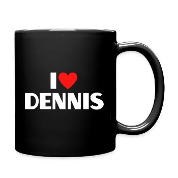 I love Dennis Rotes Herz Romantischer Name Fan - Tasse einfarbig - Schwarz - Rechts