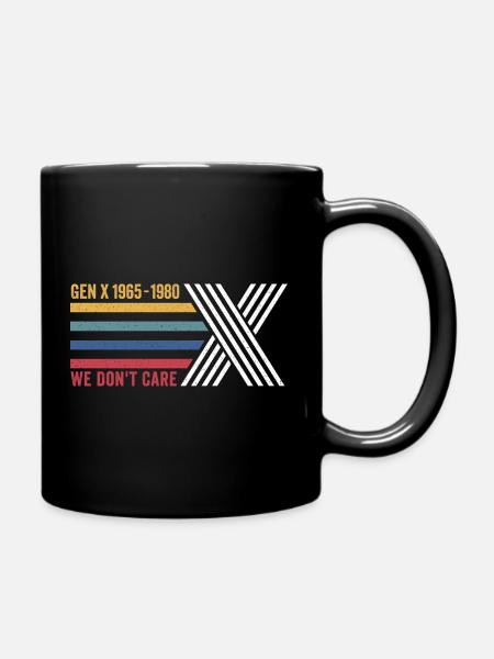 We Don't Care Retro Generation X 1965 1980  - Full Colour Mug - black