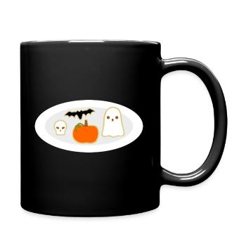 Halloween Cookie Plate With Pumpkin Ghost Skull  - Full Colour Mug - black - Right