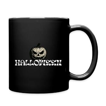 Haunted Pumpkin Halloween Textdesign - Tasse einfarbig - Schwarz - Rechts