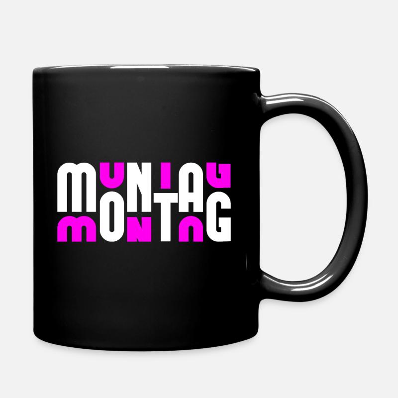 Monday White/Pink - Full Colour Mug - black