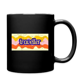 Traveller World Map Ribbon - Full Colour Mug - black - Right