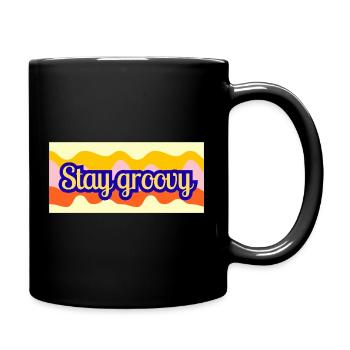 Stay Groovy Retro Wellen Design - Tasse einfarbig - Schwarz - Rechts