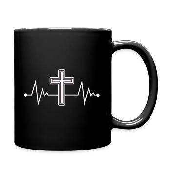 Cross heartbeat icon - Full Colour Mug - black - Right