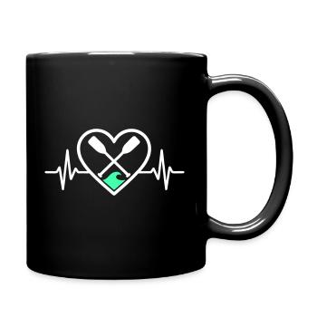 Canoe Kayak Heart Paddles Wave Sport Nature - Full Colour Mug - black - Right