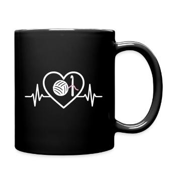 Crochet Knitting Heart Pincushion Pink Yarn Hobby Women - Full Colour Mug - black - Right