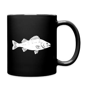 Barsch Flussbarsch Perch Angler Vektor - Tasse einfarbig - Schwarz - Rechts