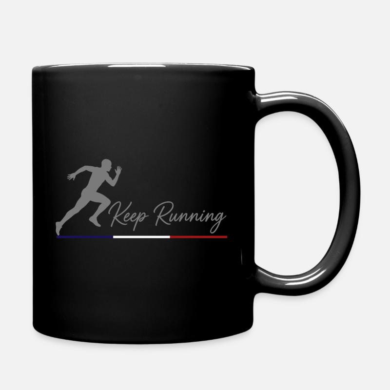 Keep Running Silhouette Sportive Flag France V2 - Full Colour Mug - black