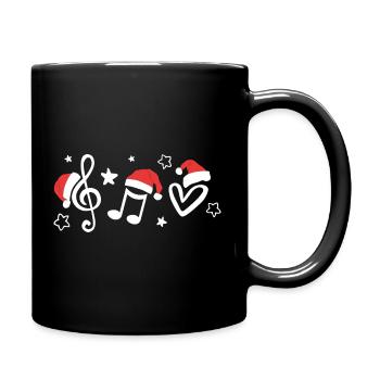 Notes de musique avec des chapeaux de Père Noël - Musique de Noël - Mug uni - noir - Droite