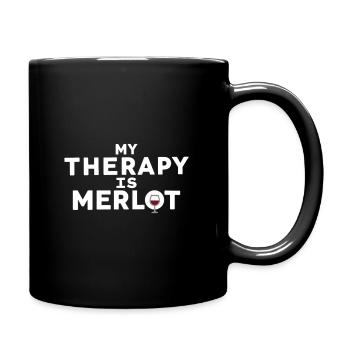 Ma thérapie est Merlot Drôle de vin qui dit - Mug uni - noir - Droite