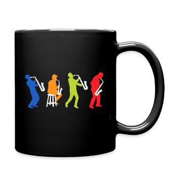 Retro Saxophone Player Saxophonist - Full Colour Mug - black - Right