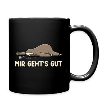Je vais bien – Drôle de paresseux qui dit - Mug uni - noir - Droite