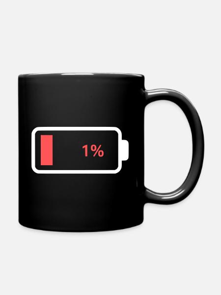 Empty Battery 1% Icon - Full Colour Mug - black