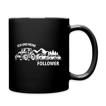 Ich und meine Follower - Traktor - Stau - Tasse einfarbig - Schwarz - Rechts