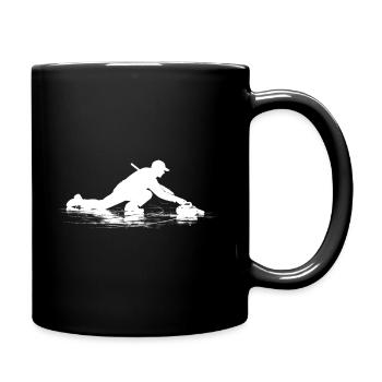 Curling Spieler Wintersport Eisstockschießen - Tasse einfarbig - Schwarz - Rechts
