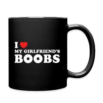 I like my girlfriend's funny breasts red auxeins - Full Colour Mug - black - Right