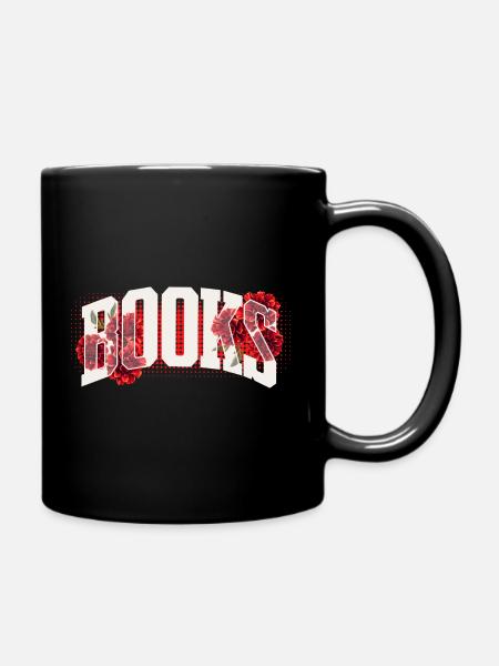 Blood Red Flowers Typo - Full Colour Mug - black
