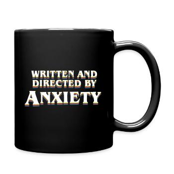 Anxiety Overthinker Written and Directed by Anxiet - Full Colour Mug - black - Right